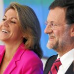 Mariano Rajoy y Dolores de Cospedal, ayer, en la Junta Directiva Nacional del PP