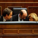 José Luis Rodríguez Zapatero, Alfredo Pérez Rubalacaba y Elena Salgado