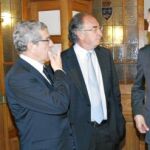 Los presidentes de Caja Murcia y BMN, Carlos Egea; de Unicaja, Braulio Medel; de Ibercaja, Amado Franco; de Cajastur y del Banco de Castilla-La Mancha, Manuel Menéndez, y de Caja Cantabria, Enrique Ambrosio