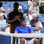 Rafa Nadal, con gesto serio, ayer en Flushing Meadows