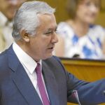 El presidente de los populares andaluces, durante su intervención