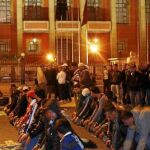 Miembros de Democracia y Libertad participan en una sentada en Rabat