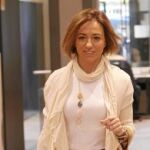Chacón, ayer, a su llegada a la reunión del partido en Ferraz