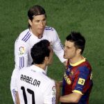 Arbeloa discutiendo con Villa