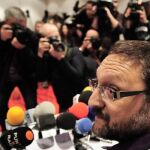 Txelui Moreno, portavoz batasuno en la rueda de prensa de hoy