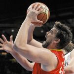 Marc Gasol fue el jugador español que más faltas recibió ante Alemania. Sufrió nueve