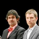 El secretario general de Eusko Alkartasuna, Pello Urizar, con el dirigente abertzale Rufi Etxeberria