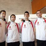 La selección serbia de tenis para la Copa Davis, Nenad Zimonjic, Janko Tipsarevic, Novak Djokovic y Viktor Troicki
