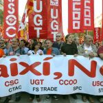 Un momento de la manifestación convocada hoy en Barcelona