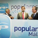 Mariano Rajoy y Javier Arenas, junto a Elías Bendodo y Francisco de la Torre, en otra visita reciente a Málaga