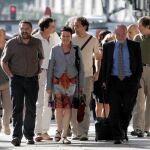 La abogada Jone Goirizelaia, entre otros, a su llegada a la Audiencia Nacional
