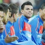 Pepe, en el banquillo antes de saltar al campo junto a su compañero Cristiano Ronaldo