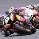 Márquez, Bradl y Smith, durante la carrera de Moto2 en Mugello