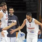 Navarro celebra con el banquillo uno de los tres triples que anotó en el tercer cuarto