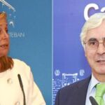 La portavoz del Gobierno regional, María Pedro Reverte. El presidente de C-LM, José María Barreda
