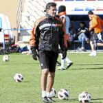 Míchel, ayer, en el entrenamiento del Getafe