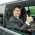 Joan Laporta, en uno de sus viajes como presidente del Barcelona