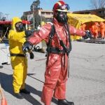 Miembros de la Unidad Militar de Emergencias participaron en febrero en un ejercicio antinuclear con efectivos del SAMUR