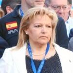 La presidenta de la AVT, Ángeles Pedraza durante la marcha