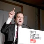 Hereu, durante la intervención que hizo tras ganar a Tura en las primarias del PSC