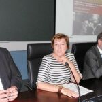 Francisco Bernabé, Pilar Barreiro, Constantino Sotoca y María Antonia Conesa, ayer durante la presentación del estudio socieconómico del Campo de Cartagena