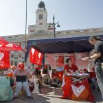 Imagen de los jóvenes acampados