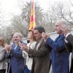Pujol, De Gispert, Puigdemont, Zaballos, Forns, Mas, Duran y Trias, ayer, en «el día de CiU»