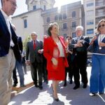 Barberá, ayer a su llegada a la sede del Partido Popular en Valencia