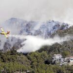 Efectivos de bomberos trabajan en la extinción del incendio
