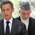 Sarkozy compareció ayer junto a Karzai, presidente de Afganistán
