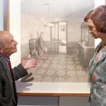 Doña Sofía y Antonio López, en el Museo Thyssen
