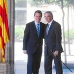 Mas y Trias exhibieron ayer su felicidad en la galería gótica del Palau de la Generalitat, donde el president recibió a todos los concejales