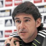 Aitor Karanka, durante la conferencia de prensa de ayer en la que sustituyó a Mourinho