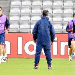 Los jugadores de la Selección española Sub-21 se ejercitan en el último entrenamiento antes de enfrentarse hoy a Suiza
