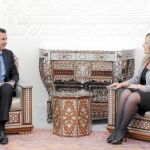 La ministra de Asuntos exteriores, ayer con el presidente sirio, Bashar el Asad