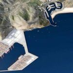 Recreación del macropuerto de contenedores que está proyectado para su realización en la bahía del Gorguel en Cartagena y que pretende servir de impulso para la economía regional