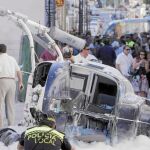 El helicóptero se precipitó al suelo en la calle San Juan de El Puerto de Santa María, junto a la Plaza de España