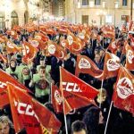 Imagen de una protesta realizada por UGT y CCOO en defensa del sistema público de pensiones