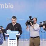 El secretario general del PP-A, Antonio Sanz, ayer en la sede regional del partido