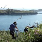 Un topógrafo del Insituto de Cultura Mediterránea de Melilla trabaja en la Isla del Congreso, una de las tres que componen el archipiélago de Chafarinas, situadas a 50 kilómetros de Melilla (2003)