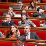El grupo parlamentario del PSC, ayer, durante la última jornada del debate de política general que puso fin a la IX Legislatura