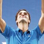 ROGER FEDERER celebra la victoria ante Jo-Wilfried Tsonga