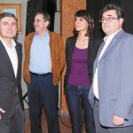 Pedro Saura, Valeriano Gómez, María González y José Francisco Navarro después de finalizar el mitin