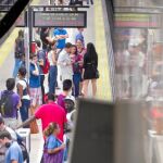 Las pantalla de Metro anunciaban ayer el inicio de los paros que afectarán al servicio los días 17, 21 y 28 de septiembre y 1 de octubre