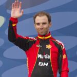 Alejandro Valverde, en el podio, tras obtener la medalla de bronce