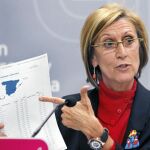 Rosa Díez, ayer, durante su comparecencia ante los medios