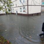 Imagen de una zona anegada del barrio de Martutene en San Sebastián