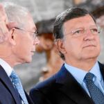 Herman Van Rompuy, del Eurogrupo, y José Manuel Durao Barroso, de la CE