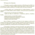 La reproducción del texto aprobado en el Congreso