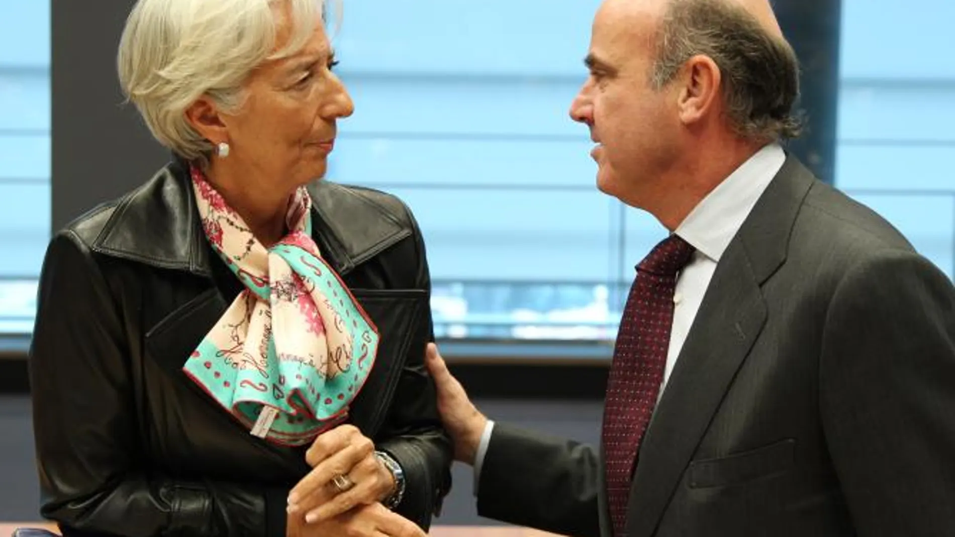 Christine Lagarde, junto al ministro Luis de Guindos
